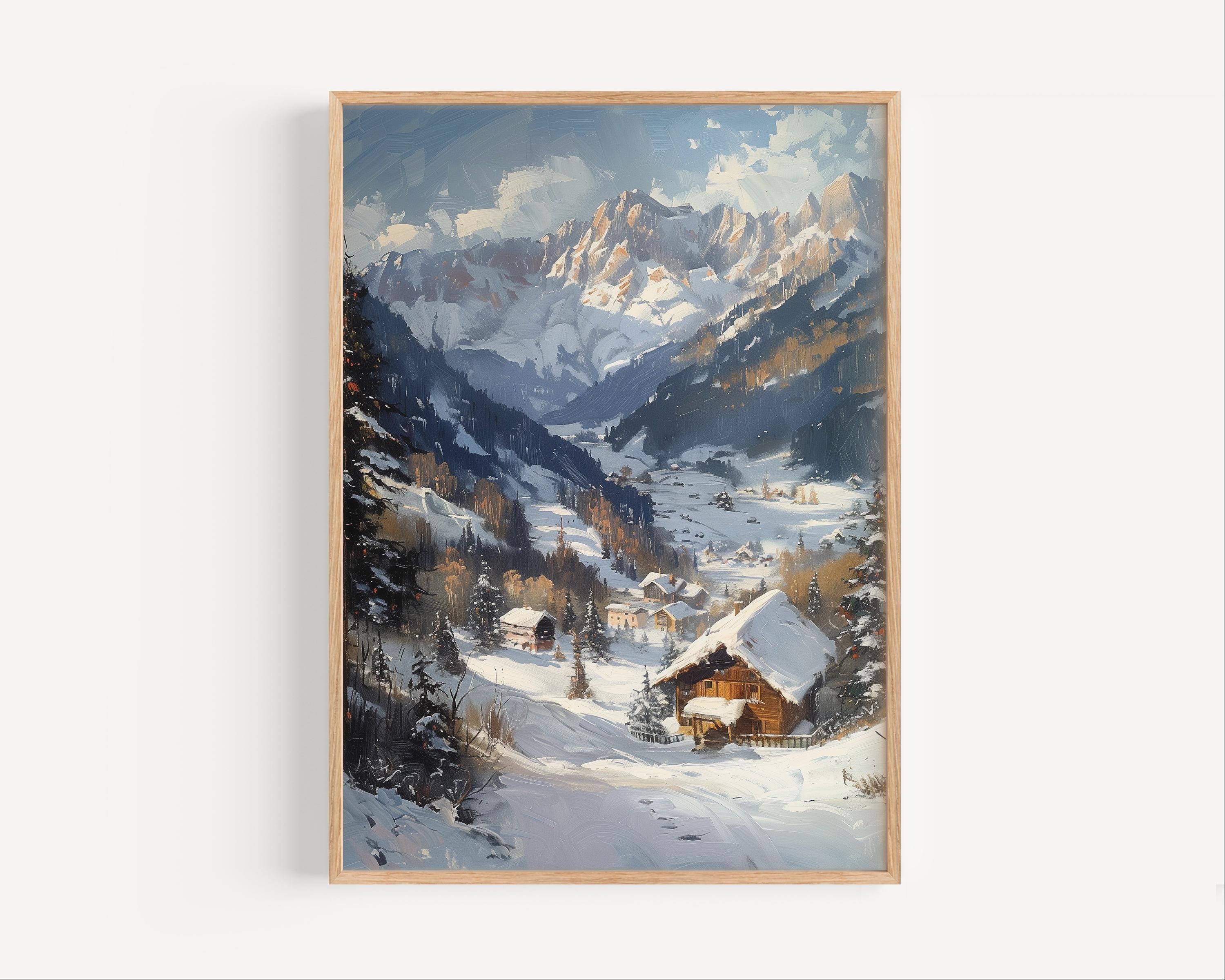 Quadro Su Tela Invernale Con Sentiero Innevato, 20x30 Cm, Stampa Moderna Per Pareti