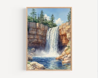 Spearfish Canyon Watercolor Painting, Spearfish Canyon Poster Print or Canvas, Spearfish Canyon Wall Art Gift, Spearfish Canyon Waterfall
