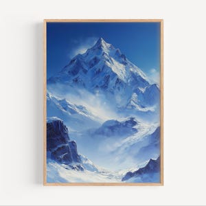 Annapurna Oil Painting, Annapurna Nepalese Wall Art Poster or Canvas Print, Alpine Mountain Climbing Gift, Nepal Travel Art, Oil Paint Style