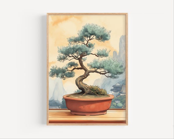Bonsai Tree Watercolor Painting, Japanese Bonsai Tree Poster or Canvas  Print, Japan Travel Gift, Japan Asia Wall Art, Okinawa Japan Print - Etsy