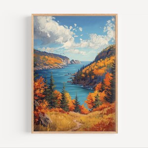 Acadia Nationalpark Maine Herbst Ölgemälde, Atlantik Küstenlandschaft Reise Poster oder Leinwand, Herbst Natur Wand Kunst Geschenk