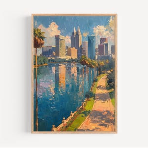 Orlando Florida Oil Painting, Florida Travel Poster Print or Canvas Tropical Artwork Wall Art Gift America USA Souvenir Gift Oil Paint Style