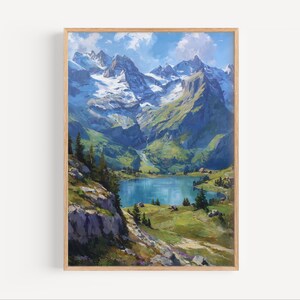 スイスアルプスの絵画、スイスアルプスの山々の絵画、スイスアルプスの