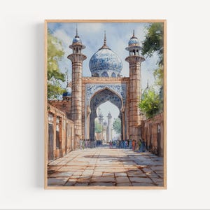 Lahore Pakistan Watercolor Painting, Pakistan Capital City Street Poster Print or Canvas, Lahore Travel Wall Art Gift, Asia Oil Paint Style