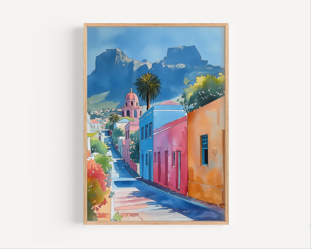 Bo kaap Cape Town South Africa Watercolor Painting Colorful 