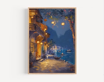 ベトナムの田んぼの油絵 - 東南アジアの風景画（8x10） - Etsy 日本