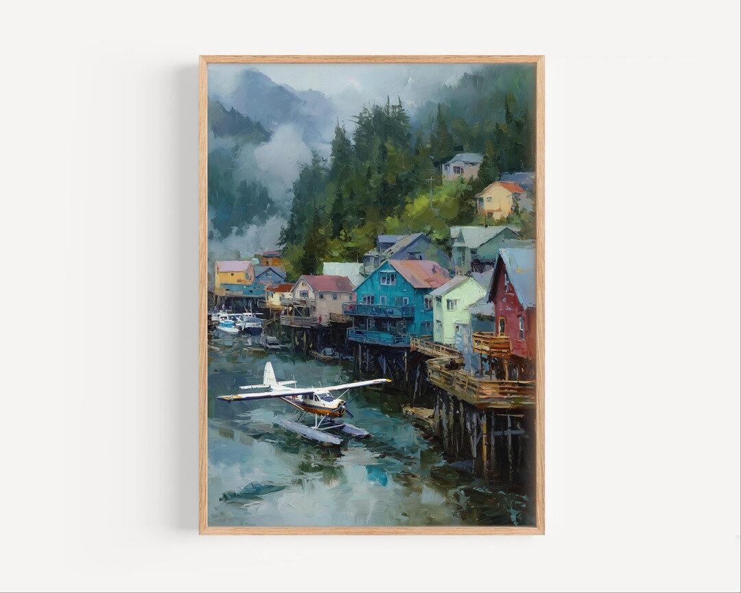 Ketchikan Alaska Oil Painting Print, Ketchikan Alaska Poster or Canvas ...