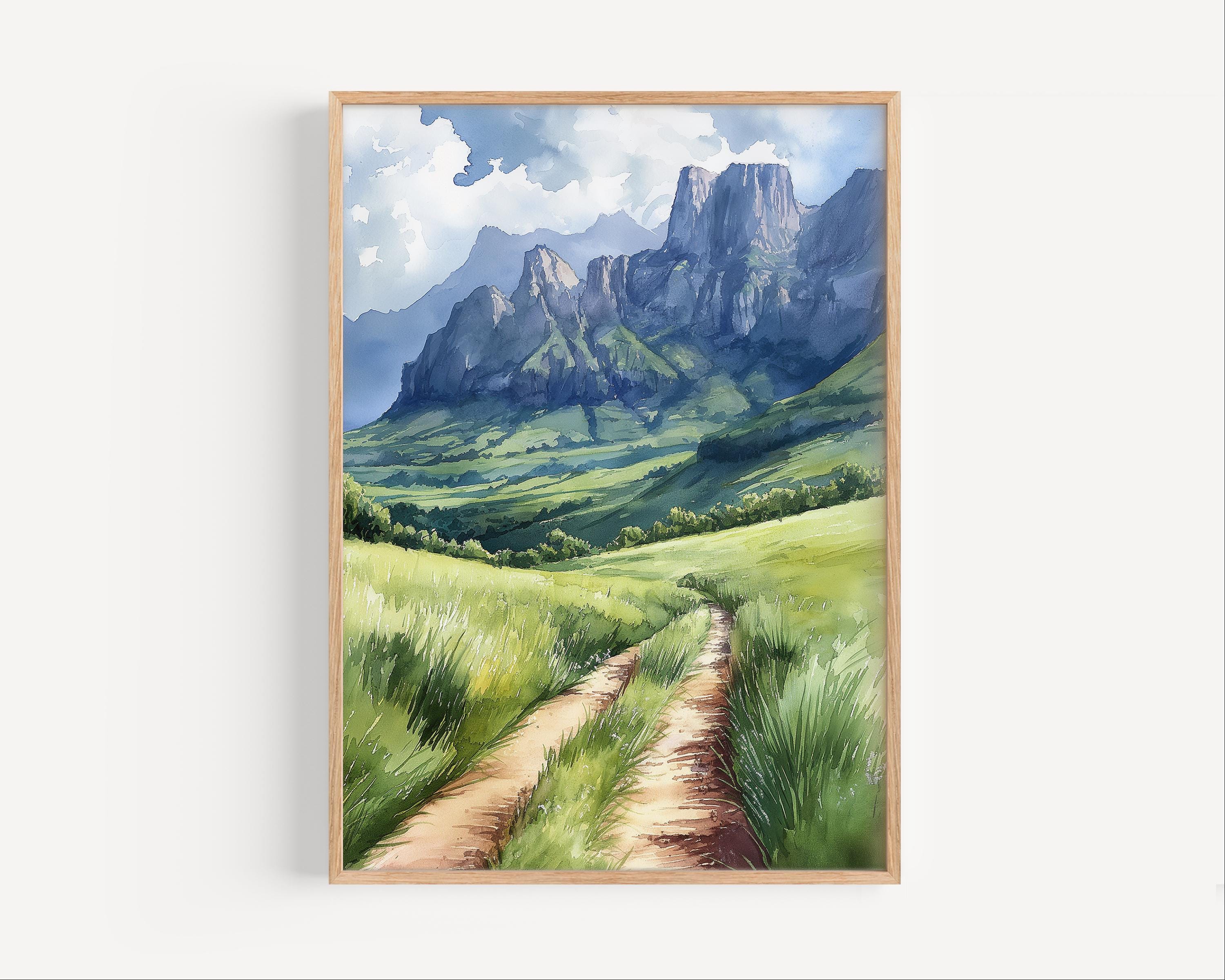 Drakensberg South Africa Watercolor Painting, Drakensberg Travel