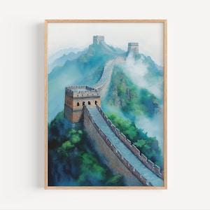 Great Wall of China Watercolor Painting, Great Wall of China Poster or Canvas Print, China Travel Gift, Asia Wall Art, China World Wonder