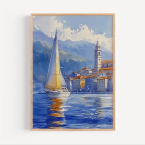 Koper Slovenia Sailboat Watercolor Painting, Slovenian Adriatic Coast Travel Poster Print or Canvas Wall Art Gift, Europe Travel Souvenir