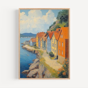 Kristiansand Oil Painting, Kristiansand Travel Poster or Canvas Print, Kristiansand Norway Wall Art Gift, Kristiansand Oil Paint Style Print