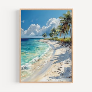 Key Largo Florida Watercolor Lush Beach Painting Giclée Print, Florida Keys Seaside Travel Poster or Canvas, American FL Wall Art Gift USA