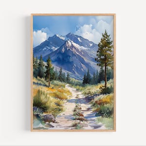 Wasatch Mountains Utah Watercolor Painting, Mountain Range Spring Poster Print or Canvas, Idaho Utah Travel Art, American West Wall Art Gift