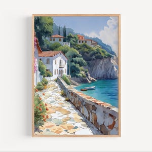 Skiathos Watercolor Painting, Skiathos Greece Poster or Canvas Print, Skiathos Wall Art Gift, Mediterranean Sea Greek Island Skiathos Print