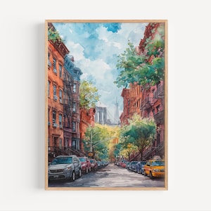 Brooklyn Watercolor Painting, Brooklyn New York Travel Poster or Canvas Print, Brooklyn Wall Art Gift, Brooklyn Print, Brooklyn Wall Decor