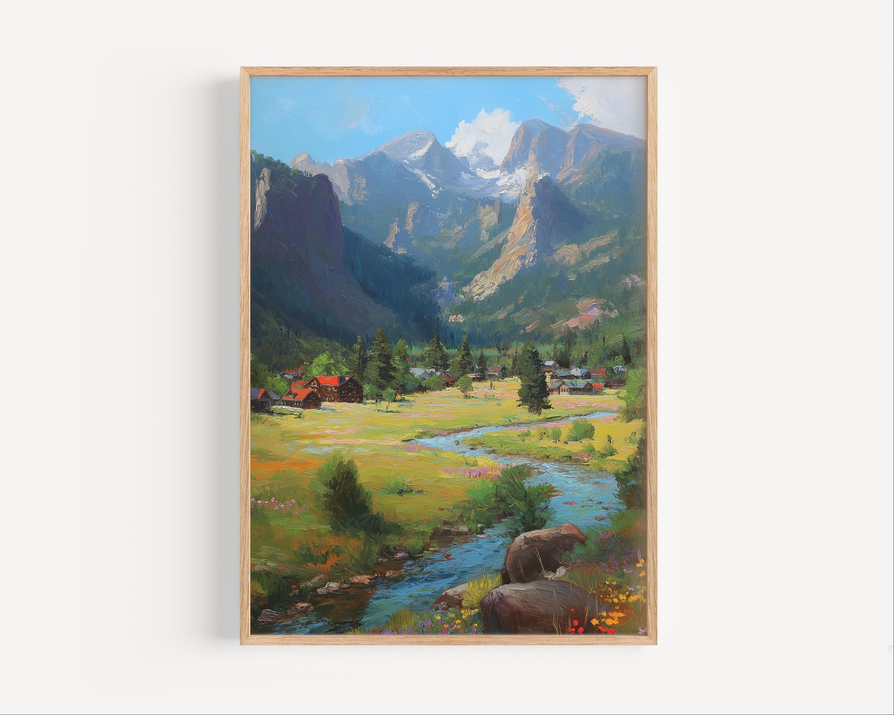 Estes Park Oil Painting Print, Estes Park Colorado Poster or