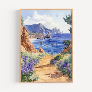 Point Lobos aquarel, Point Lobos staat natuurreservaat muurkunst poster of canvas print Californië cadeau voor bruiloft housewarming