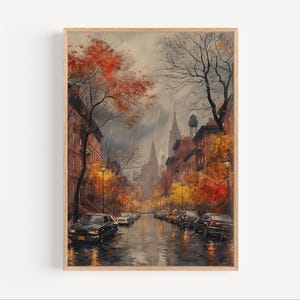 Brooklyn Watercolor Autumn Rain Painting, Brooklyn New York Travel Poster or Canvas Print, Brooklyn Wall Art Gift, Brooklyn Print Wall Decor
