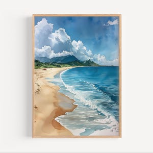 Maderas Beach Nicaragua Watercolor Painting, Central America Travel Wall Art Poster or Canvas Print, Nicaragua Travel Decor Gift, Detailed