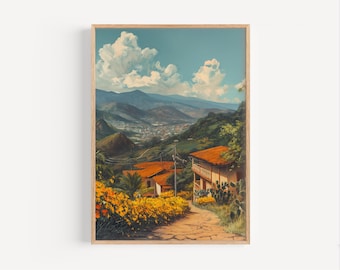 Tegucigalpa Honduras Central America Oil Painting,  Honduras Capital Retro Style Wall Art Poster or Canvas Print Oil Paint Style Travel Gift