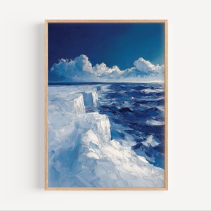 North Pole Oil Painting, North Pole Wall Art Poster Print or Canvas, Oil Paint Style North Pole Travel Decor, Canadian Arctic Iceberg Print