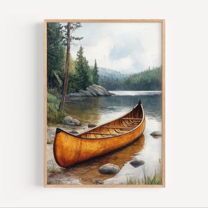 Algonquin Provincial Park Watercolor Painting, Algonquin Provincial Park Poster or Canvas Print, Ontario Canada Travel Art, Canoe Painting
