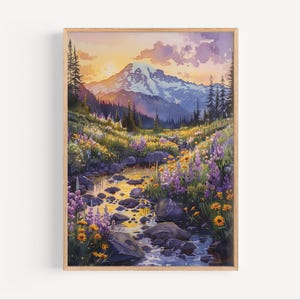 Mount Rainier Watercolor Painting, Wall Art Poster Print or Canvas, National Park Nature Artwork, Washington Home Decor, Art Gift Idea