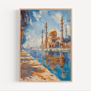 Baghdad Watercolor Painting, Baghdad Iraq Poster or Canvas Print, Baghdad Iraq Wall Art,  Middle Eastern Painting, Baghdad Travel Gift Print