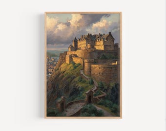 Edinburgh Castle Oil Painting: Autumn Scotland Landscape Art - Etsy