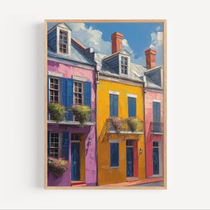 Pintura al óleo del Barrio Francés de Nueva Orleans, póster o impresión en lienzo del Barrio Francés, arte mural del Barrio Francés de Luisiana, pintura al óleo
