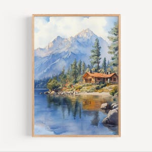 Lake Arrowhead Watercolor Painting, Lake Arrowhead Travel Poster or Canvas Print, Lake Arrowhead Wall Art Gift, Lake Arrowhead California
