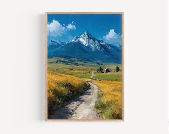 Montana Berge Ölgemälde, Montana Poster oder Leinwanddruck, Montana Wandkunst Geschenk, Montana Ölfarbe Stil, Big Sky Country Reisekunst