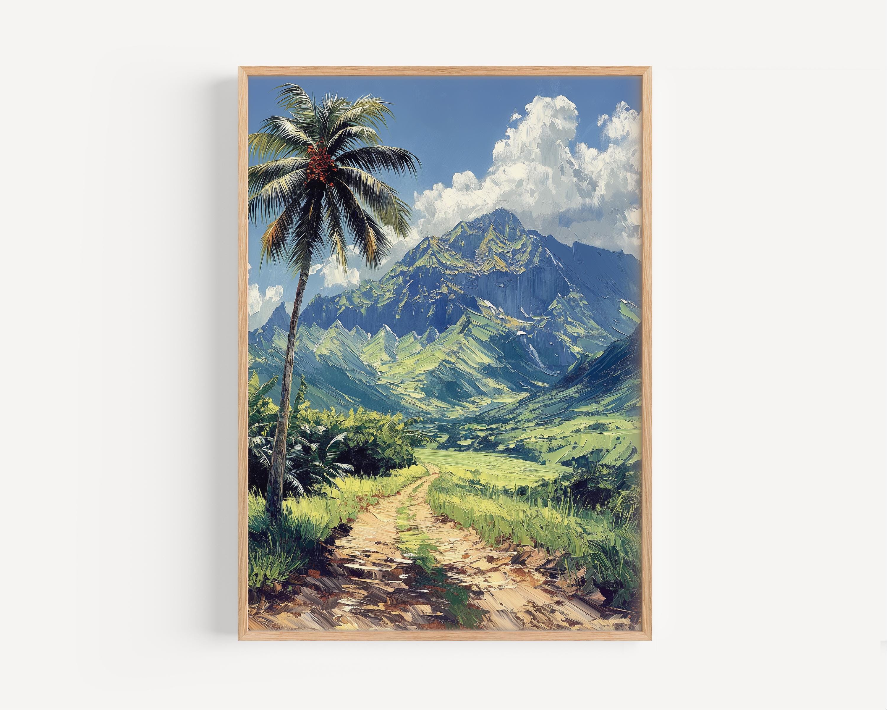 Koʻolau Mountain Range Oahu Hawaii Oil Painting, Hawaii Wall Art