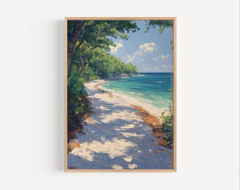 Biscayne National Park Oil Painting, Biscayne National Park Florida Poster or Canvas Print, Oil Paint Style Wall Art Gift, Florida Beach Art