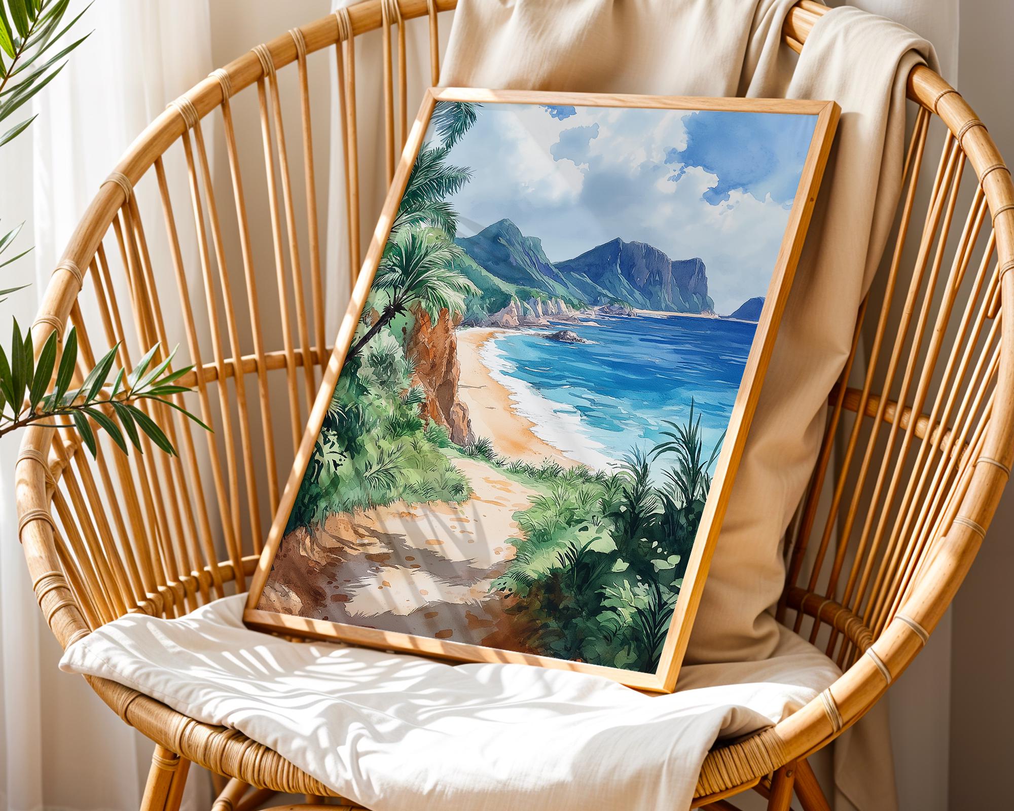 Okinawa Beach Watercolor Painting, Okinawa Poster or Canvas Print