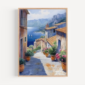 Mallorca Spain Watercolor Painting, Spanish Island Wall Art Poster Print or Canvas Artwork Watercolour, Travel Destination Decor, Art Gift