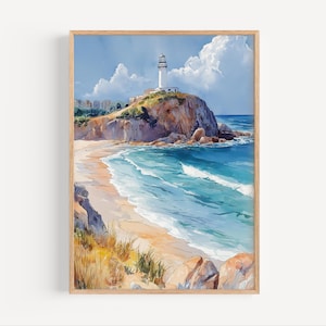 Wollongong Watercolor Painting, Wollongong Poster or Canvas Print, Wollongong Wall Art, Australia Travel Gift, Wollongong Lighthouse Poster