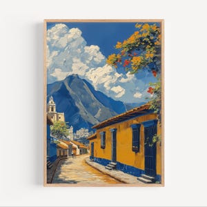 Guatemala City Central America Oil Painting, Guatemala Capital Retro Style Wall Art Poster or Canvas Print Oil Paint Style Travel Decor Gift