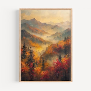 Appalachen fallen Ölgemälde, Herbst nordamerikanische Gebirgskette Poster Druck oder Leinwand Reise Virginia New York, Kunst Geschenk