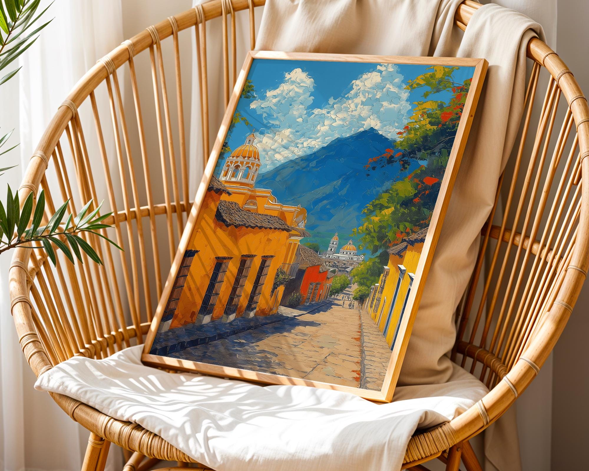 Antigua Guatemala Oil Painting, Central America Retro Style Wall