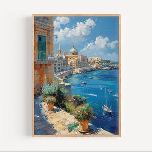 Valletta malta Ölgemälde Druck, Mittelmeerinsel Poster oder Leinwand Reise Kunstwerk Südeuropa Wand Kunst Reisegeschenk Ölfarbe Stil