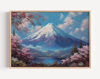ビュッフェBuffet「幻想旅行」版画 額装 アート インテリア #118 Mount Fuji Landscape Oil Painting Print: Japanese Mountains Oil
