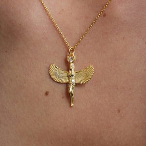 Angel Necklace by ArgentaJewel in 925 Sterling Silver & 18K Gold Plated • Guardian Angle Pendant • Religious Gift • Unique Gift for Her