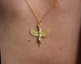 18K Vergoldete Engel Halskette: 925 Sterling Silber Guardian Anhänger