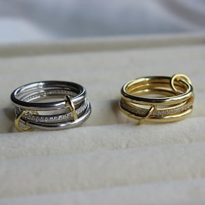 Multi-link Connected Ring by Argentajewel in 925 Silver & 18K Gold ...