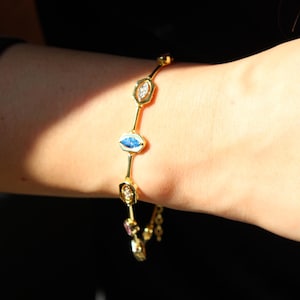 Colorful Bracelet by ArgentaJewel in 925 Sterling Silver & 18K Gold Plated• Multicolor Bracelet•Dainty  Stone Bracelet• Unique Gift for Her
