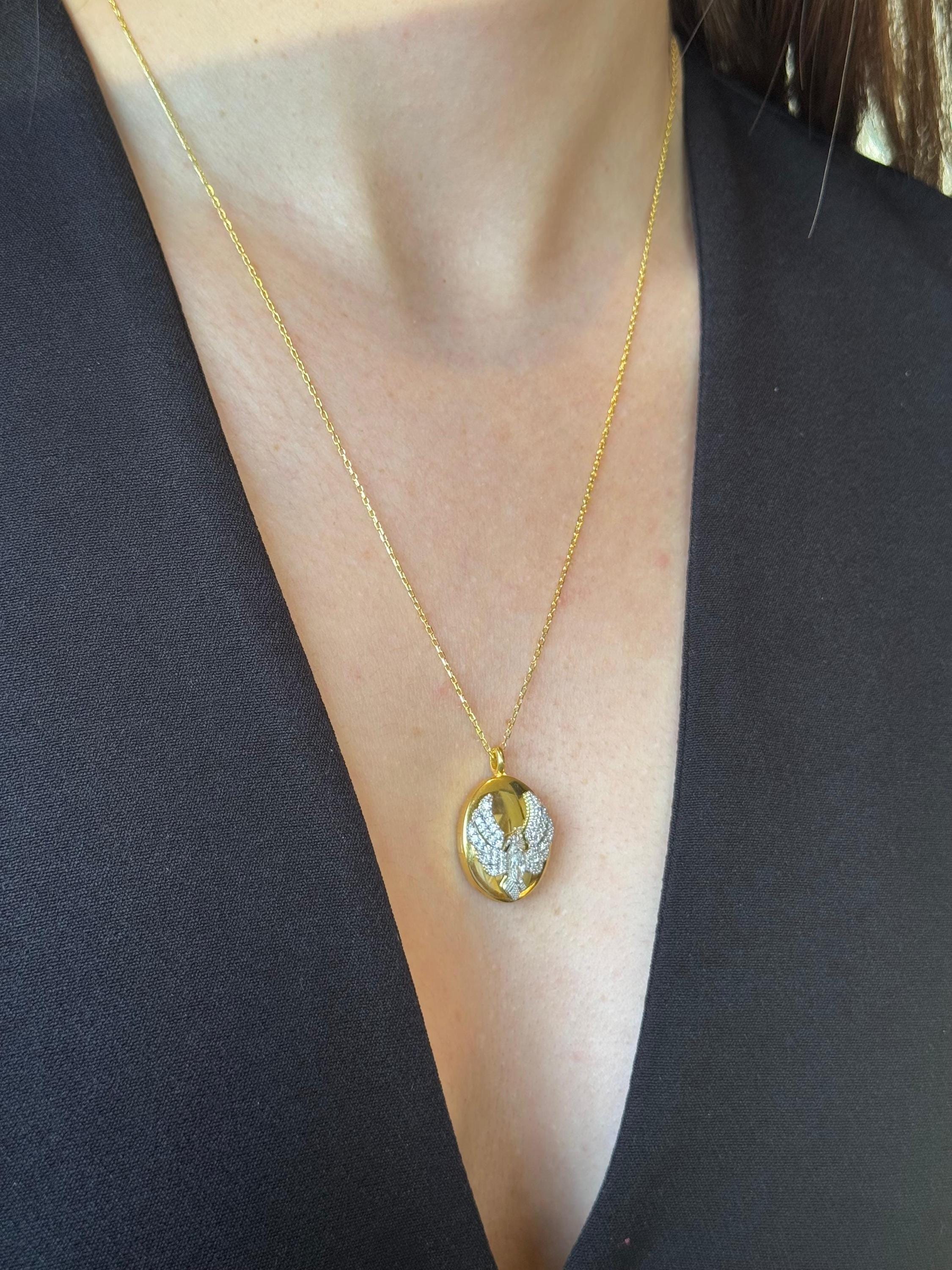 Gold Phoenix Locket Necklace: 925 Sterling Silver, Fire Bird Simurgh - Etsy