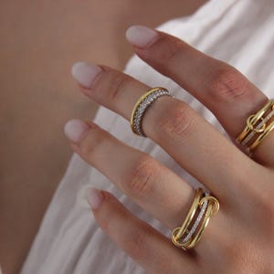 Multi-link Connected Ring by Argentajewel in 925 Silver & 18K Gold ...