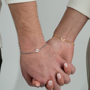 Pararmband med sol och måne från ArgentaJewel i 925 sterlingsilver och 18K guldplätering • Pararmband • Gåva till älskare