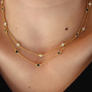Handmade Clover Necklace by ArgentaJewel in 925 Sterling Silver & 18K Gold Plated• Dainty Pendant • Minimalist Jewelry • Unique Gift for Her